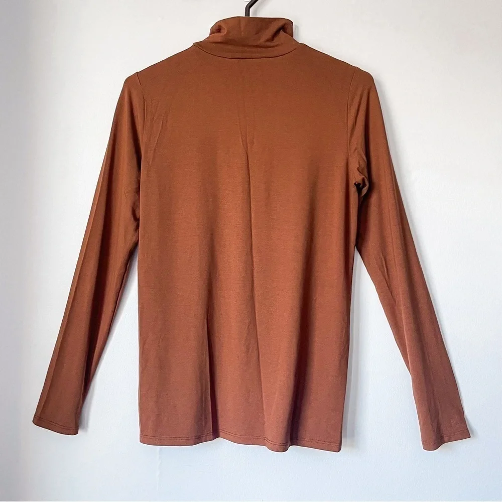 EILEEN FISHER Long Sleeve Turtleneck Top Neutral Brown Blouse Size XS - Picture 2 of 4